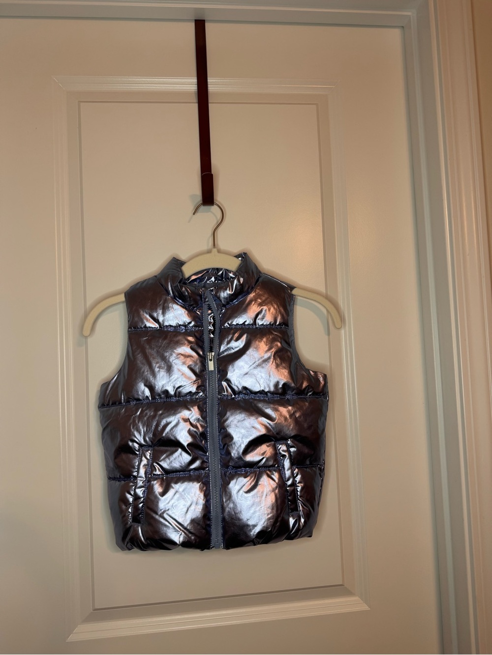 Old Navy Metallic Light Blue Puffer Vest